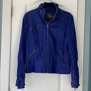 Bright blue moto Guess jacket